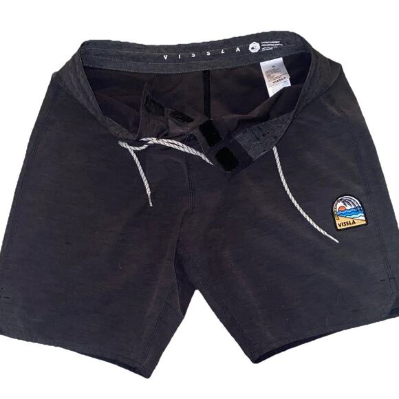 Vissla Men's 8" Board Shorts Black Sz Small 30 x 17 Logo - Picture 5 of 7